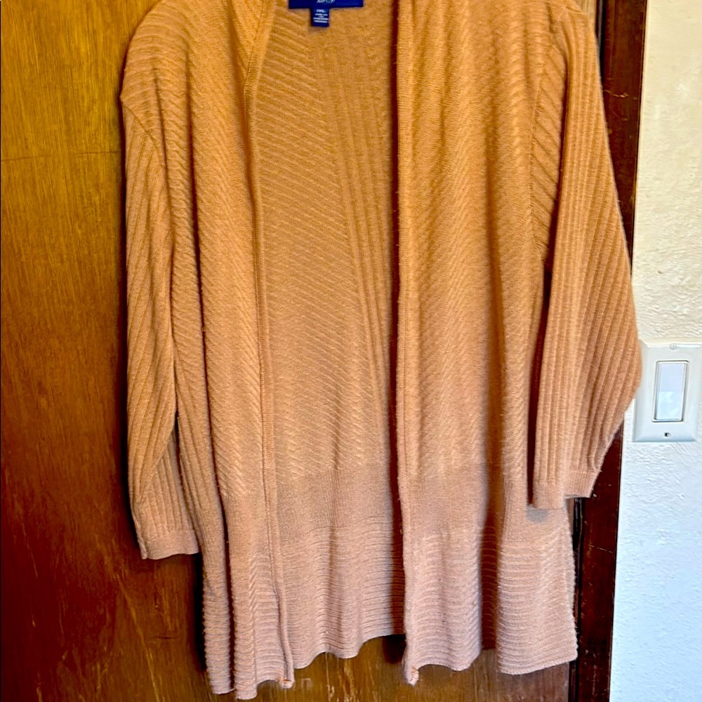 Apt. 9 Tan  gold Cardigan Sweater with Ribbed Knit